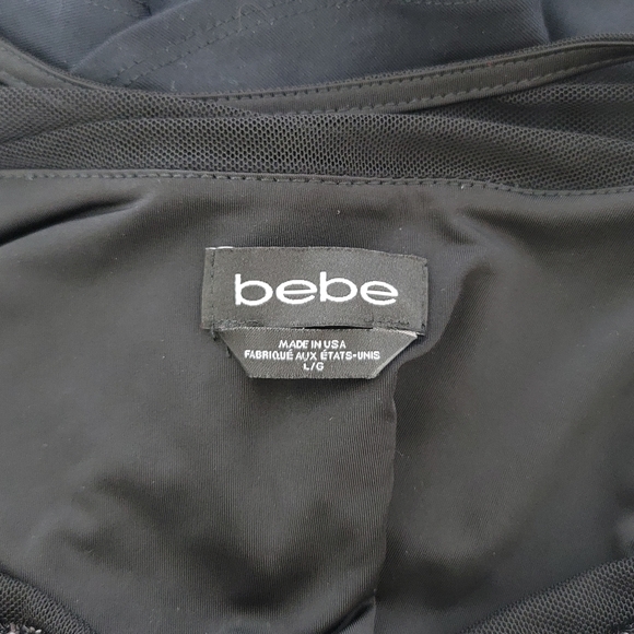 Bebe Peplum Sequin Mesh Top L - Picture 6 of 6